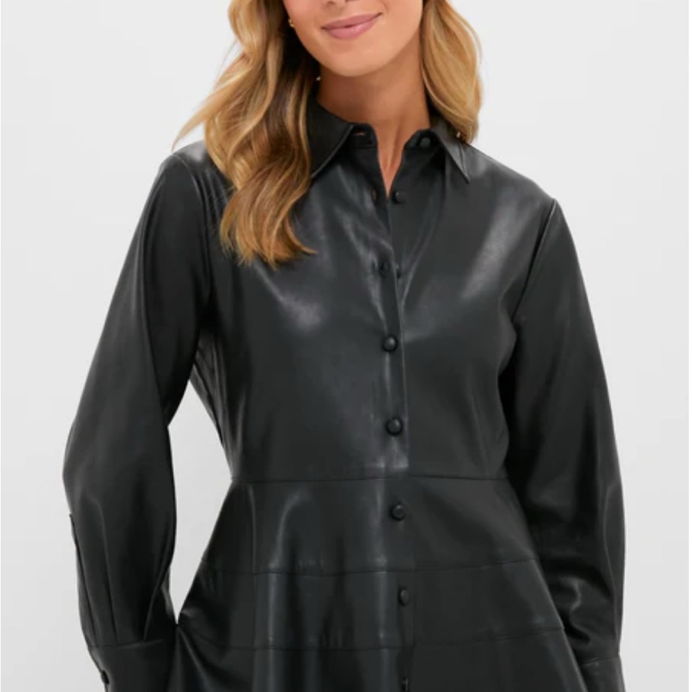 NWT Tuckernuck Pomander Place Black Leather Ashlen Blouse